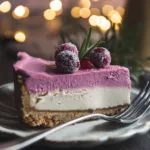 slice of pink vegan cheesecake