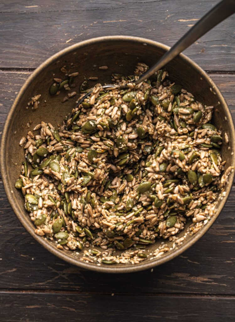 bowl of various seeds mixed together