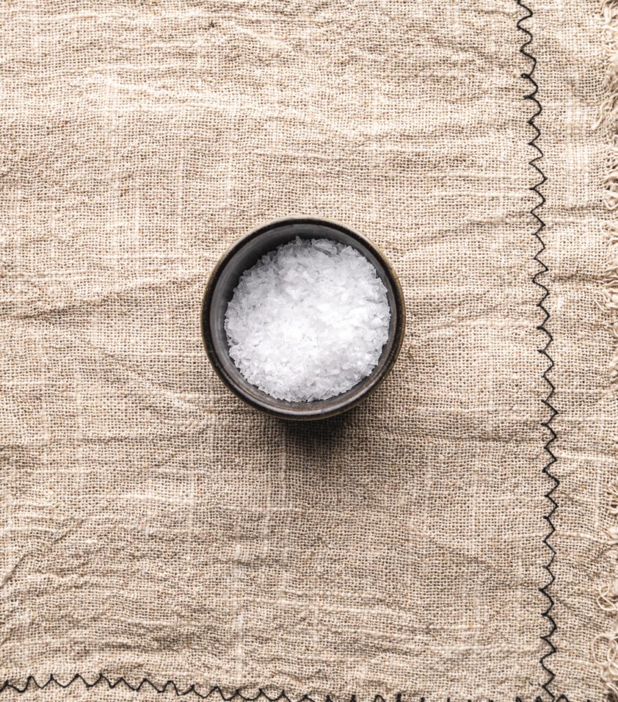 small ceramic bowl with flaky sea salt